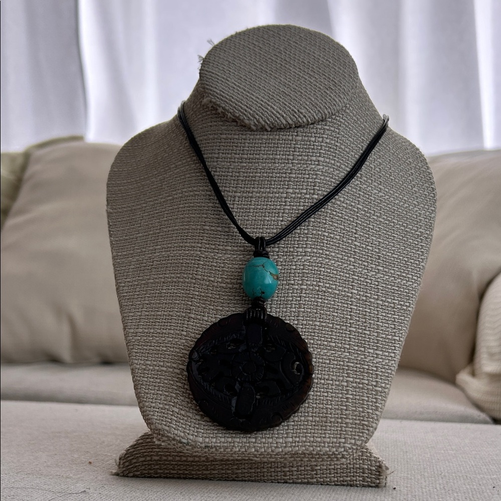 Peyote Bird Chic and Turquoise Sterling Silver  Pendant Necklace